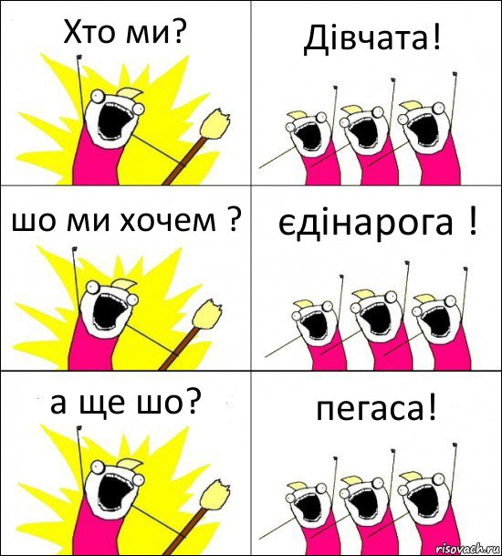 Хто ми? Дівчата! шо ми хочем ? єдінарога ! а ще шо? пегаса!, Комикс кто мы