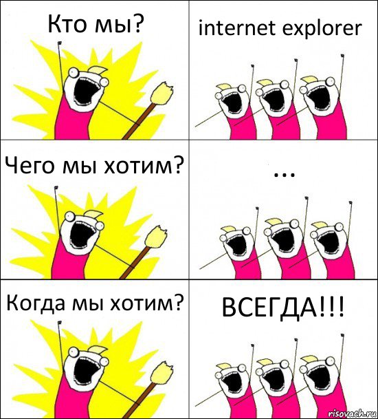 Кто мы? internet explorer Чего мы хотим? ... Когда мы хотим? ВСЕГДА!!!, Комикс кто мы