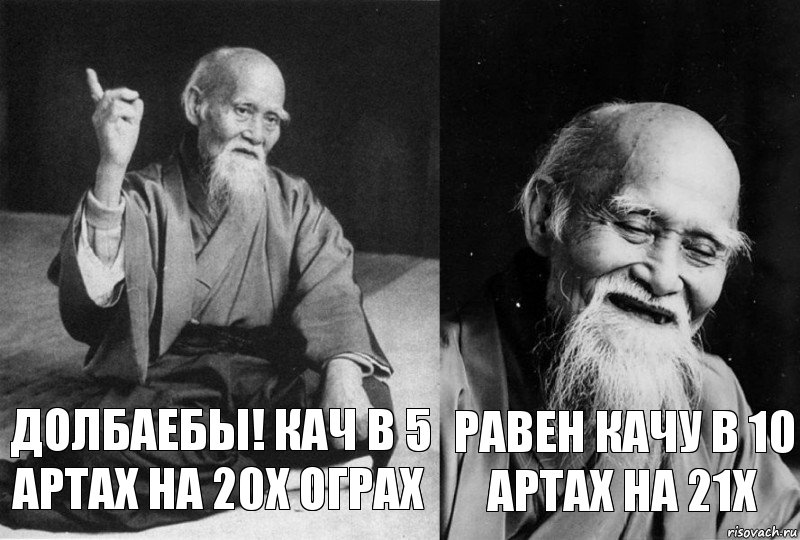 Долбаебы! Кач в 5 артах на 20х ограх равен качу в 10 артах на 21х, Комикс Мудрец-монах (2 зоны)