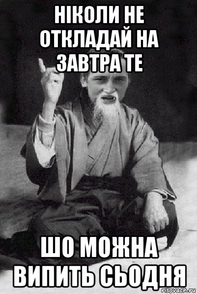 ніколи не откладай на завтра те шо можна випить сьодня, Мем Мудрий паца