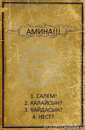 АМИНА!!! 1. САЛЕМ!
2. КАЛАЙСЫН?
3. КАЙДАСЫН?
4. НЕСТ?, Комикс обложка книги