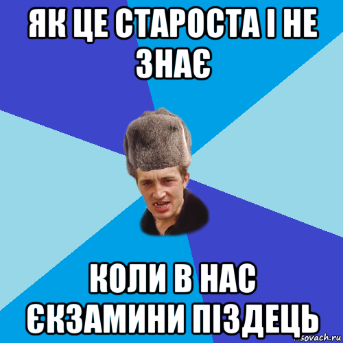 як це староста і не знає коли в нас єкзамини піздець, Мем Празднчний паца