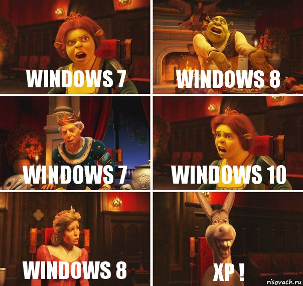 windows 7 windows 8 windows 7 windows 10 windows 8 xp !, Комикс  Шрек Фиона Гарольд Осел