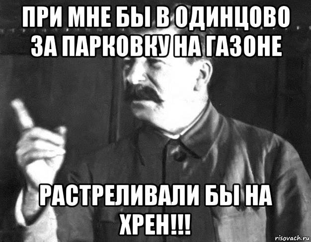 при мне бы в одинцово за парковку на газоне растреливали бы на хрен!!!, Мем  Сталин пригрозил пальцем