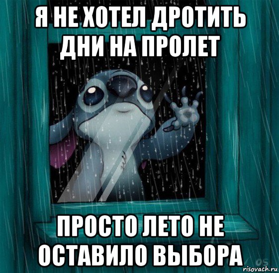 я не хотел дротить дни на пролет просто лето не оставило выбора