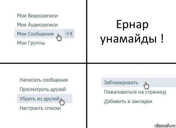 Ернар унамайды !, Комикс  Удалить из друзей