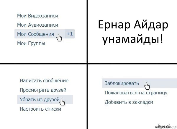 Ернар Айдар унамайды!, Комикс  Удалить из друзей