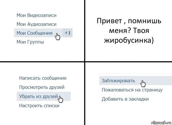 Привет , помнишь меня? Твоя жиробусинка), Комикс  Удалить из друзей