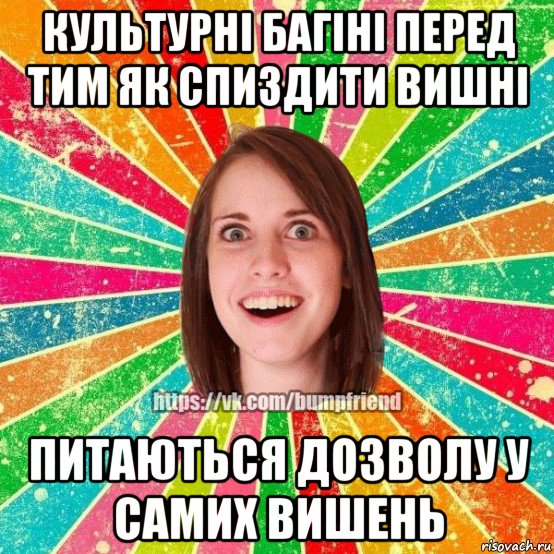 культурні багіні перед тим як спиздити вишні питаються дозволу у самих вишень, Мем Йобнута Подруга ЙоП