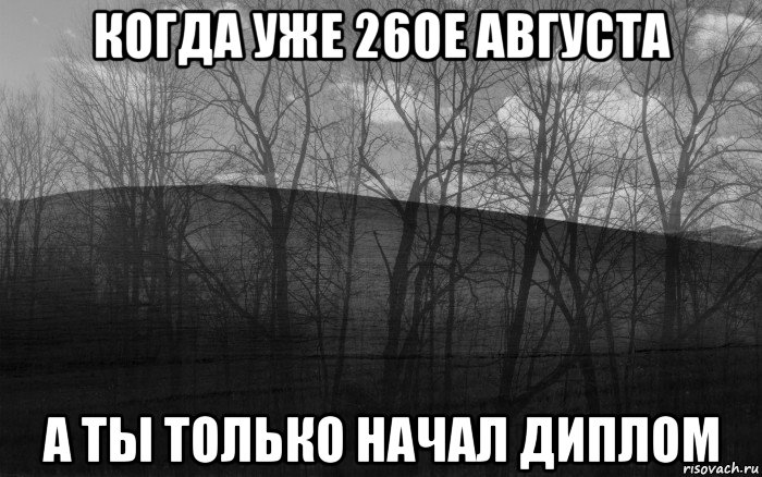 когда уже 26ое августа а ты только начал диплом, Мем безысходность тлен боль