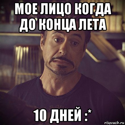 мое лицо когда до конца лета 10 дней :*, Мем   дауни фиг знает