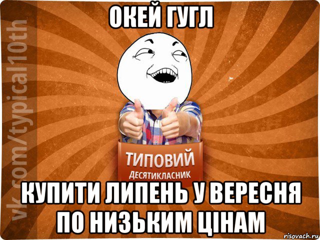 окей гугл купити липень у вересня по низьким цінам, Мем десятиклассник14