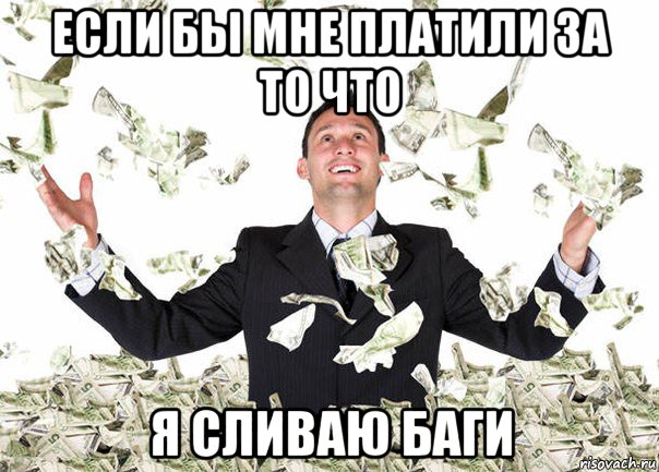 если бы мне платили за то что я сливаю баги