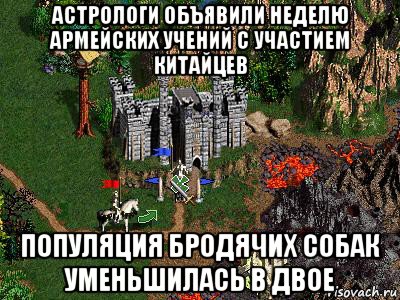 астрологи объявили неделю армейских учений с участием китайцев популяция бродячих собак уменьшилась в двое, Мем Герои 3