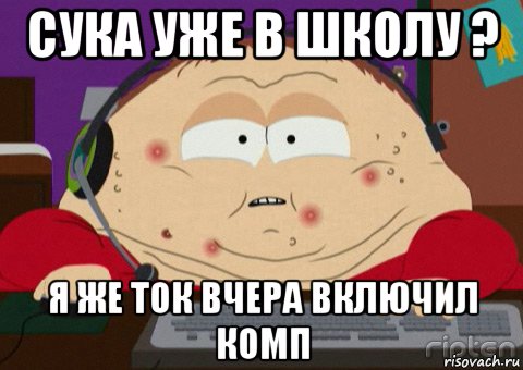 сука уже в школу ? я же ток вчера включил комп