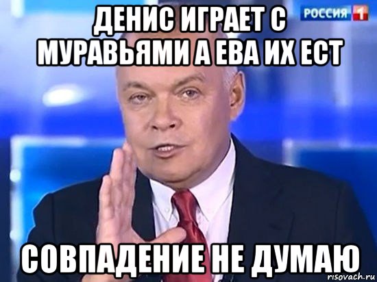 денис играет с муравьями а ева их ест совпадение не думаю, Мем Киселёв 2014