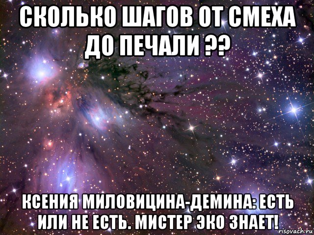 сколько шагов от смеха до печали ?? ксения миловицина-демина: есть или не есть. мистер эко знает!, Мем Космос