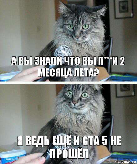 А вы знали что вы п***и 2 месяца лета? Я ведь ещё и Gta 5 Не прошёл, Комикс  кот с микрофоном