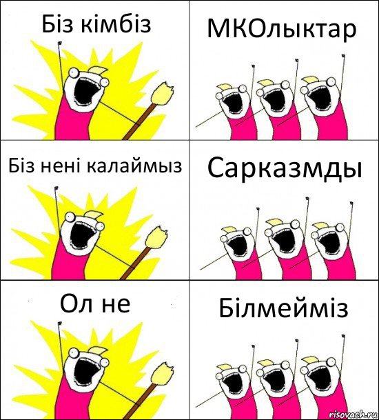 Біз кімбіз МКОлыктар Біз нені калаймыз Сарказмды Ол не Білмейміз, Комикс кто мы