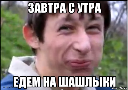 завтра с утра едем на шашлыки