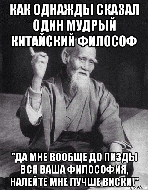 как однажды сказал один мудрый китайский философ "да мне вообще до пизды вся ваша философия, налейте мне лучше виски!", Мем Монах-мудрец (сэнсей)