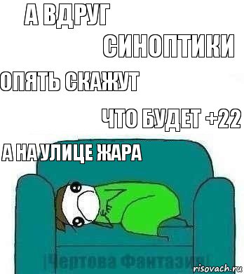 А вдруг синоптики опять скажут что будет +22 а на улице жара, Комикс На диване