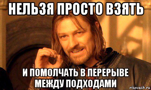 нельзя просто взять и помолчать в перерыве между подходами, Мем Нельзя просто так взять и (Боромир мем)