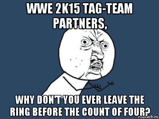 wwe 2k15 tag-team partners, why don't you ever leave the ring before the count of four?, Мем Ну почему