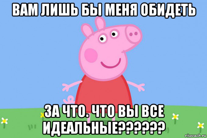 вам лишь бы меня обидеть за что. что вы все идеальные??????, Мем Пеппа