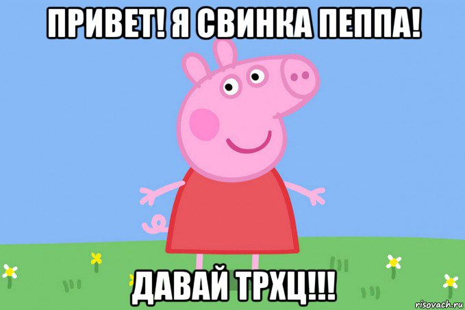 привет! я свинка пеппа! давай трхц!!!