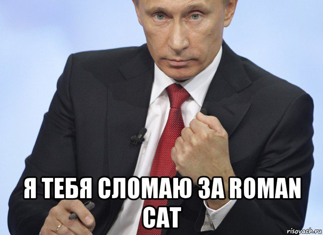  я тебя сломаю за roman cat, Мем Путин показывает кулак