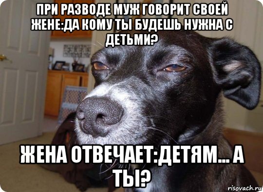 при разводе муж говорит своей жене:да кому ты будешь нужна с детьми? жена отвечает:детям... а ты?