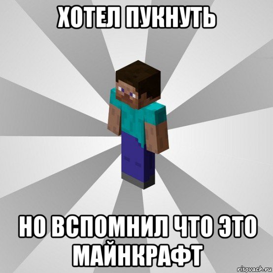 хотел пукнуть но вспомнил что это майнкрафт, Мем Типичный игрок Minecraft