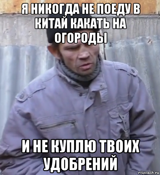 я никогда не поеду в китай какать на огороды и не куплю твоих удобрений, Мем  Ты втираешь мне какую то дичь