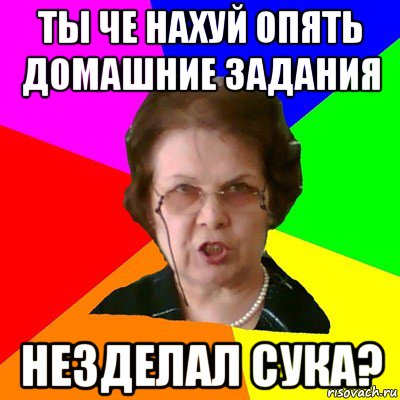 ты че нахуй опять домашние задания незделал сука?, Мем Типичная училка