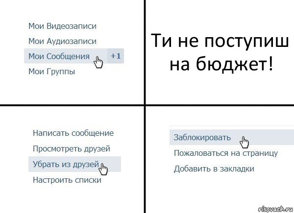 Ти не поступиш на бюджет!, Комикс  Удалить из друзей