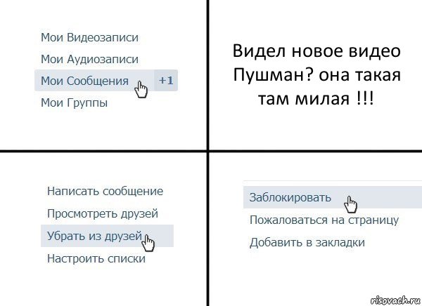 Видел новое видео Пушман? она такая там милая !!!, Комикс  Удалить из друзей