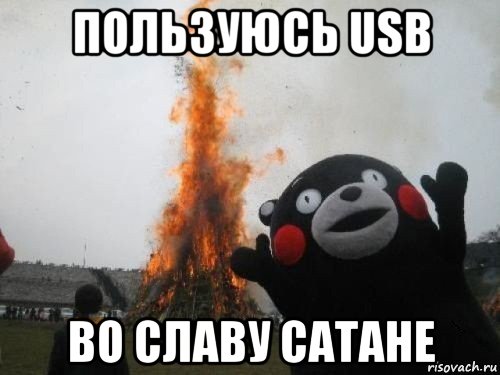 пользуюсь usb во славу сатане, Мем Во славу сатане