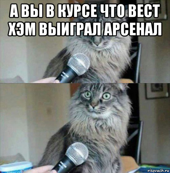 а вы в курсе что вест хэм выиграл арсенал 