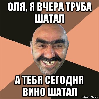 оля, я вчера труба шатал а тебя сегодня вино шатал, Мем Я твой дом труба шатал