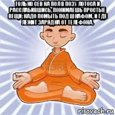 только сев на пол в позу лотоса и расслабившись, понимаешь простые вещи: надо помыть под шкафом, и где лежит зарядка от телефона. , Мем йог