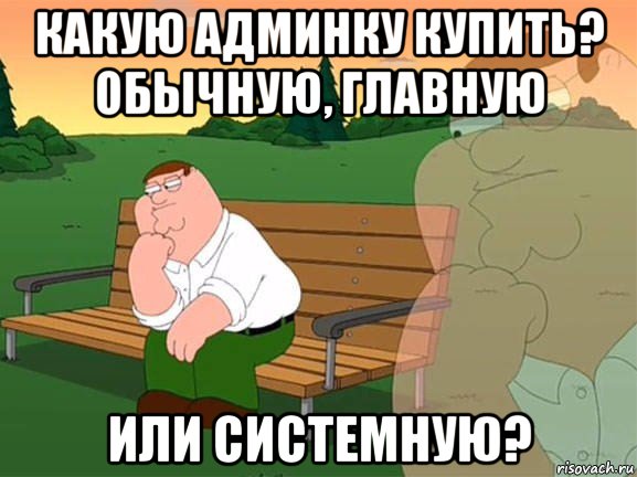 какую админку купить? обычную, главную или системную?, Мем Задумчивый Гриффин