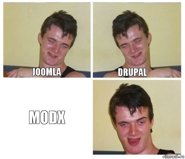 Joomla Drupal MODX, Комикс Не хочу (10 guy)