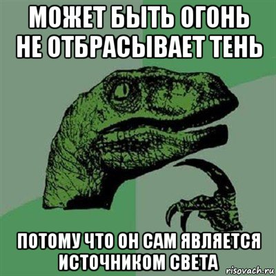 может быть огонь не отбрасывает тень потому что он сам является источником света, Мем Филосораптор