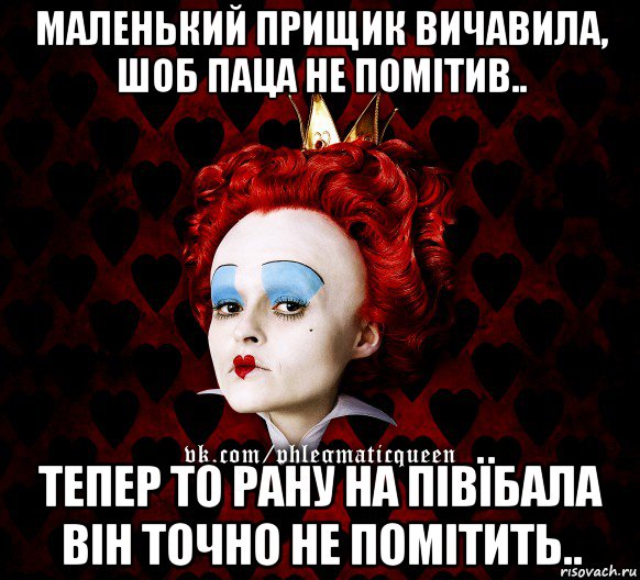 маленький прищик вичавила, шоб паца не помітив.. тепер то рану на півїбала він точно не помітить.., Мем ФлегматичнА КоролевА ФаК