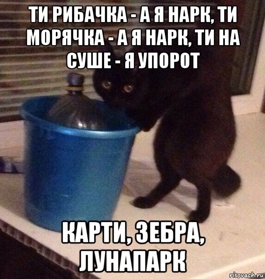 ти рибачка - а я нарк, ти морячка - а я нарк, ти на суше - я упорот карти, зебра, лунапарк