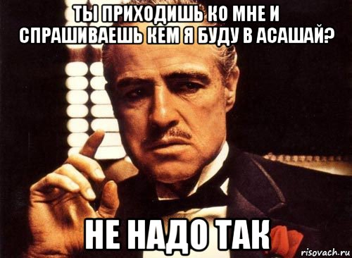 ты приходишь ко мне и спрашиваешь кем я буду в асашай? не надо так, Мем крестный отец