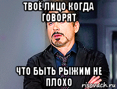 твоё лицо когда говорят что быть рыжим не плохо