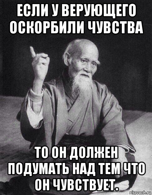 если у верующего оскорбили чувства то он должен подумать над тем что он чувствует., Мем Монах-мудрец (сэнсей)