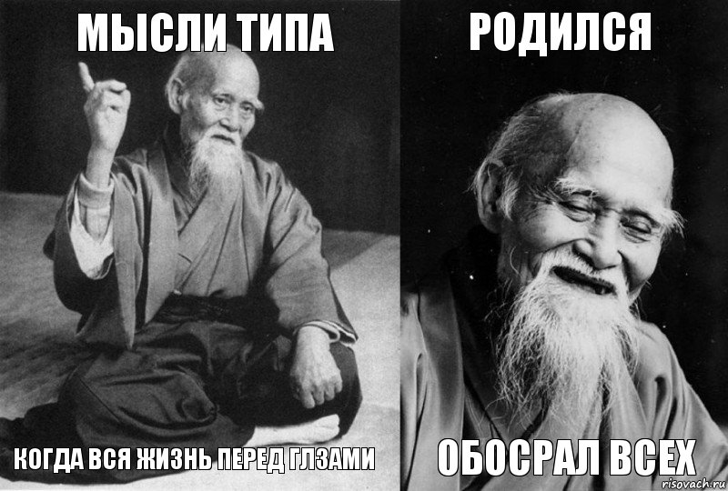 Мысли Типа когда вся жизнь перед глзами Родился Обосрал всех, Комикс Мудрец-монах (4 зоны)